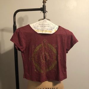 Red Sun Sign Crop Top
